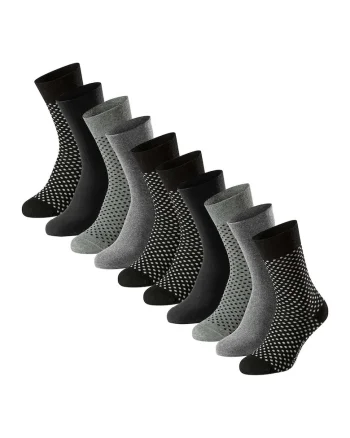 Schiesse, Set de sosete lungi cu model - 5 perechi, Alb/Negru/Gri melange