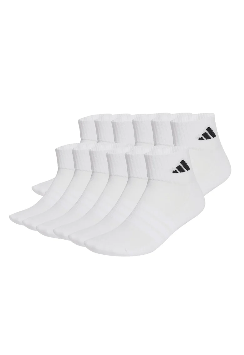 Set de sosete unisex pana la glezna cu talpa dubla Essentials -12 perechi, Alb