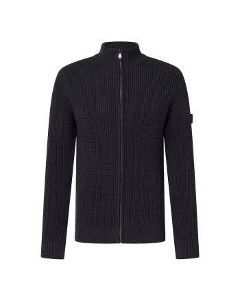 Cardigan din bumbac cu fermoar, Negru