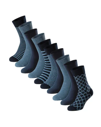 Schiesse, Set de sosete lungi cu model - 5 perechi, Turcoaz/Bleumarin