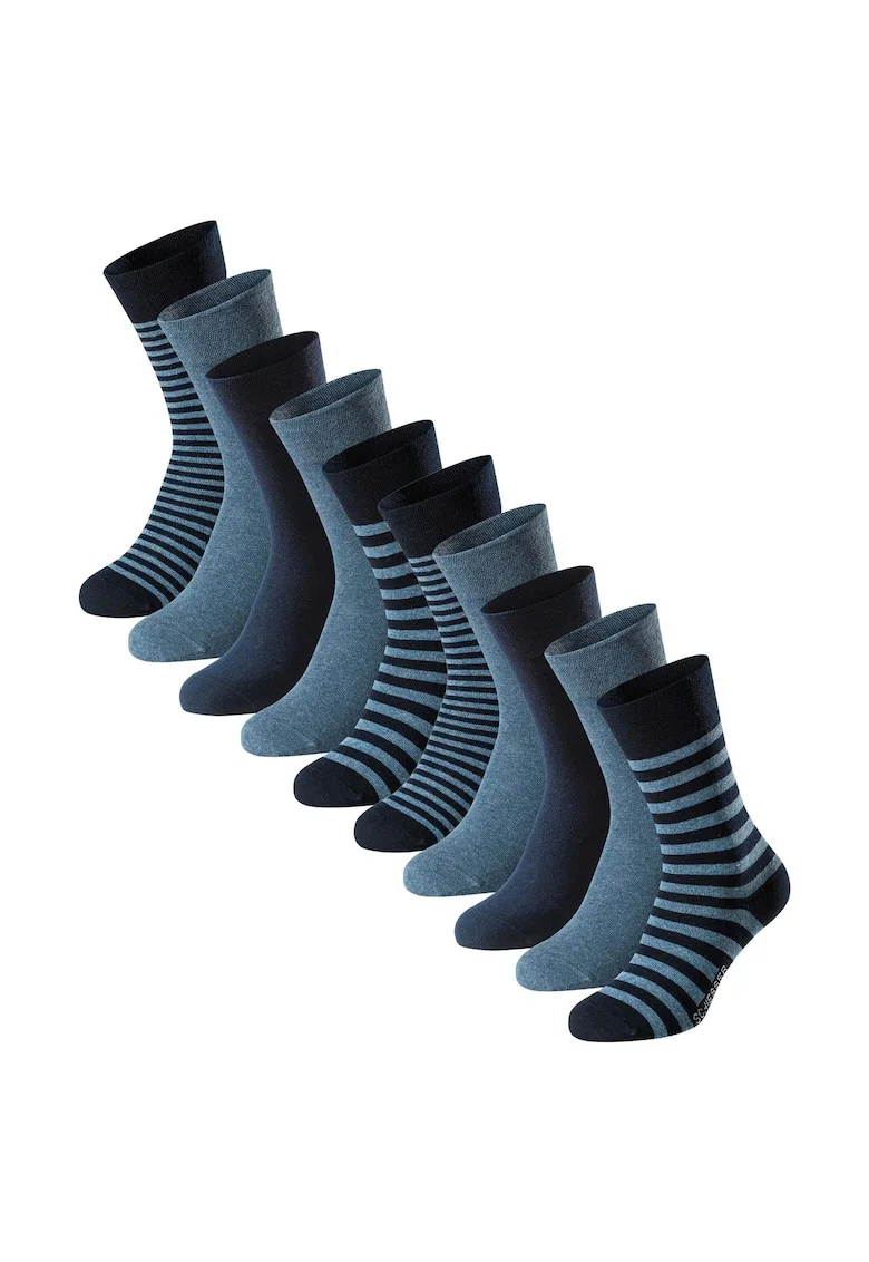 Schiesse, Set de sosete lungi cu model - 5 perechi, Albastru ultramarin/Albastru melange