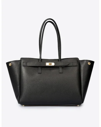 Geanta shopper din piele, Negru