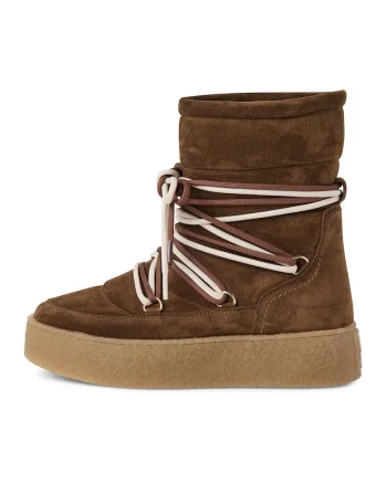 Ghete pull-on din piele intoarsa, Maro inchis