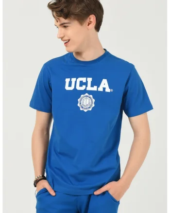 Tricou cu imprimeu logo Gayley, Alb/Albastru inchis