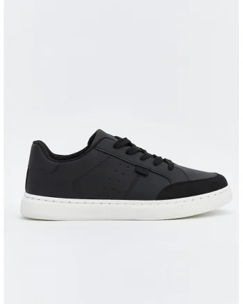Pantofi sport cu varf rotund si sireturi, Negru
