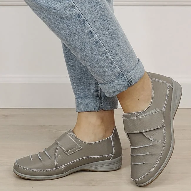 Mocasini gri din piele naturala 5085. M3