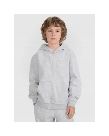 Hanorac copii  gri, bumbac-poliester, croiala oversize, gluga integrata