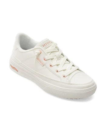 Pantofi sport SKECHERS albi, ARCH FIT ARCADE, din piele ecologica