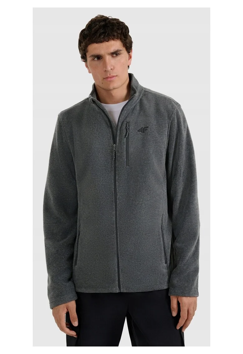 Hanorac barbati  polar cu guler inalt, caldura si confort, gri, 4FWarm