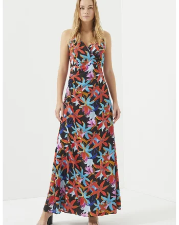 Rochie cu decolteu in V si model, Multicolor