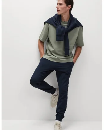 Pantaloni de trening din amestec de bumbac, Bleumarin