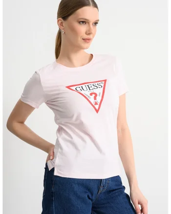 Tricou din bumbac cu imprimeu logo, Rosu/Alb/Roz pastel