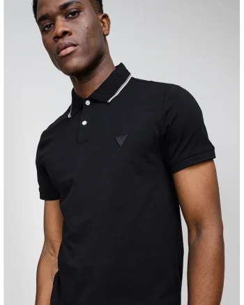 Tricou polo din amestec de bumbac, Negru