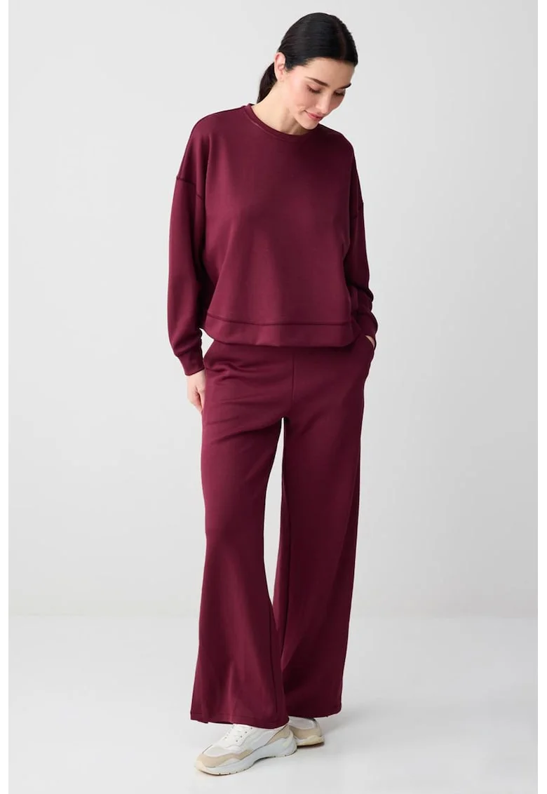Pantaloni de trening din amestec de modal cu slituri la terminatie, Rosu inchis