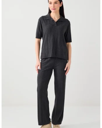 Bluza cu guler ascutit, Gri antracit
