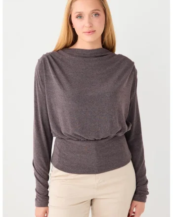 Bluza cu detalii drapate, Maro inchis