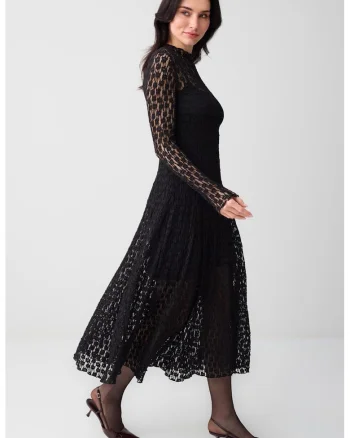 Rochie evazata din dantela, Negru