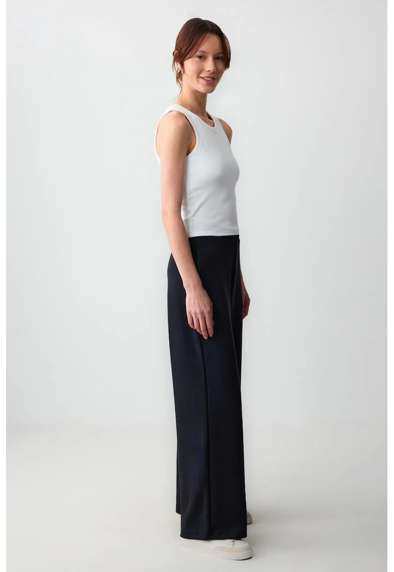 Pantaloni de trening din amestec de modal cu croiala ampla, Negru