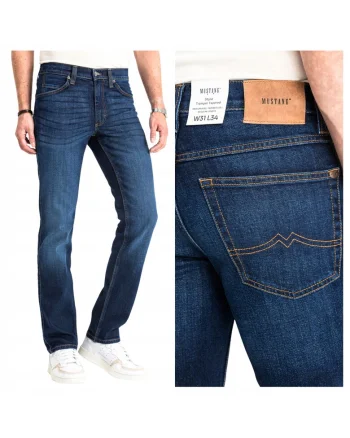 Blugi Barbati,  Tramper Tapered, Slim Fit, Talie Medie, Fermoar, Lungi, 5 Buzunare, Bumbac, Albastru, Albastru