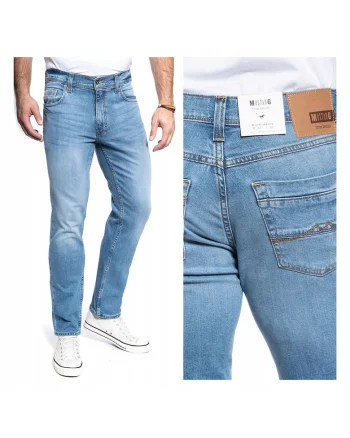 Blugi Barbati,  Washington, Slim Fit, Talie Medie, Fermoar, Lungi, 5 Buzunare, Bumbac, Albastru, Albastru