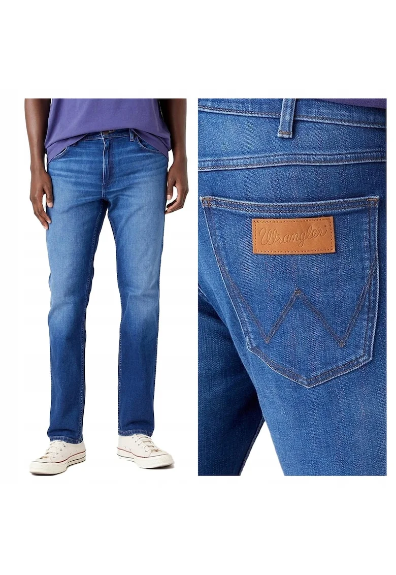 Blugi Barbati,  Greensboro, Straight Fit, Talie Joasa, Fermoar, Lungi, 5 Buzunare, Bumbac, L34, Albastru, Albastru