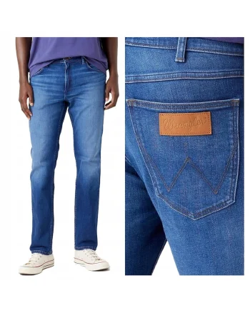 Blugi Barbati,  Greensboro, Straight Fit, Talie Joasa, Fermoar, Lungi, 5 Buzunare, Bumbac, L34, Albastru, Albastru