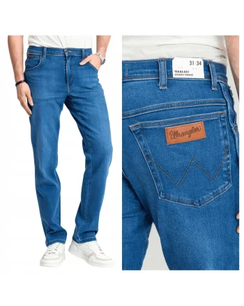 Blugi Barbati,  Texas, Straight Fit, Talie Medie, Fermoar, Lungi, 5 Buzunare, Bumbac, Albastru, Albastru