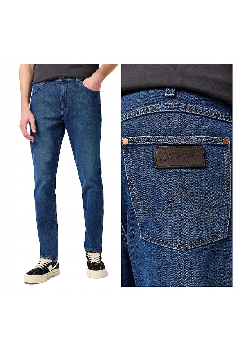Blugi Barbati,  Larston, Slim Fit, Talie Medie, Fermoar, Lungi, 5 Buzunare, Bumbac, Albastru, Albastru