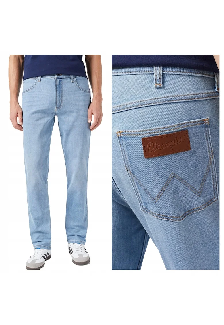Blugi Barbati,  Regular Fit, Straight Fit, Talie Medie, Fermoar, Lungi, 5 Buzunare, Bumbac, Albastru, Albastru