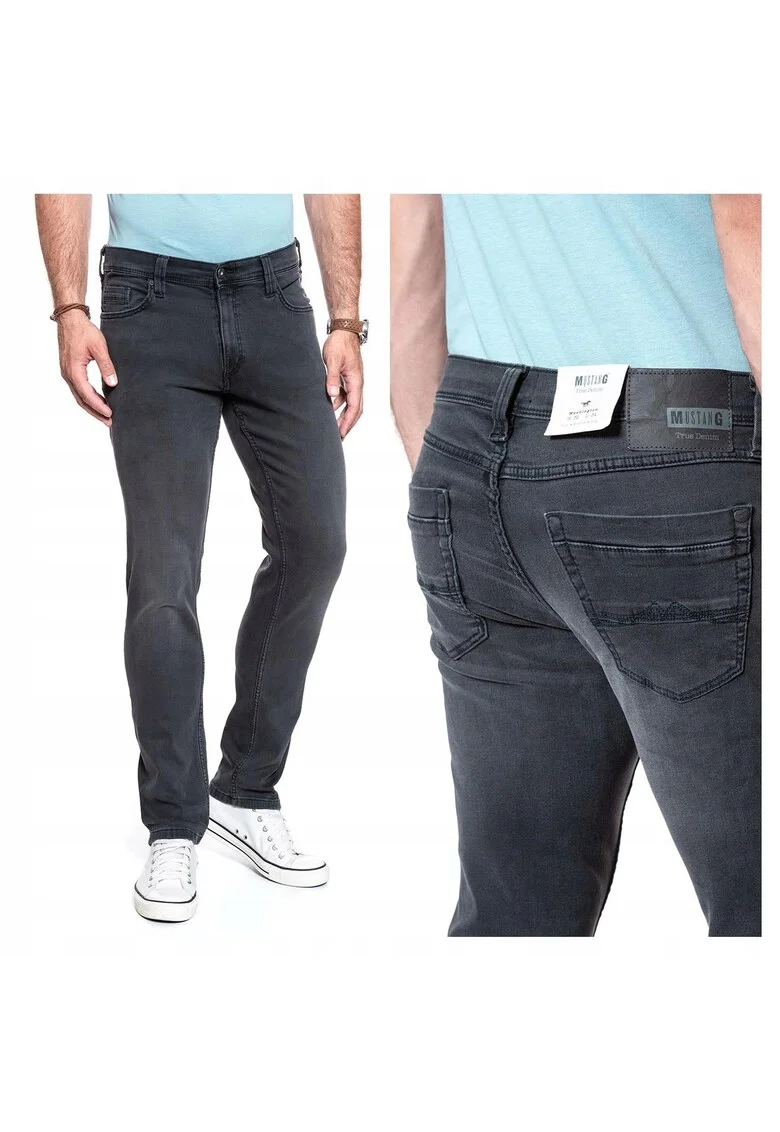 Blugi Barbati,  Washington, Slim Fit, Talie Medie, Fermoar, Lungi, 5 Buzunare, Bumbac, W36-L32, Negru