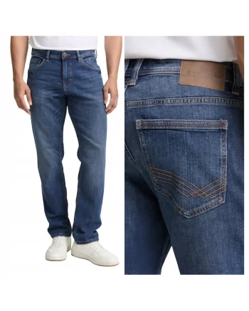 Blugi Barbati,  Marvin, Straight Fit, Talie Medie, Fermoar, Lungi, 5 Buzunare, Bumbac, Albastru, Albastru