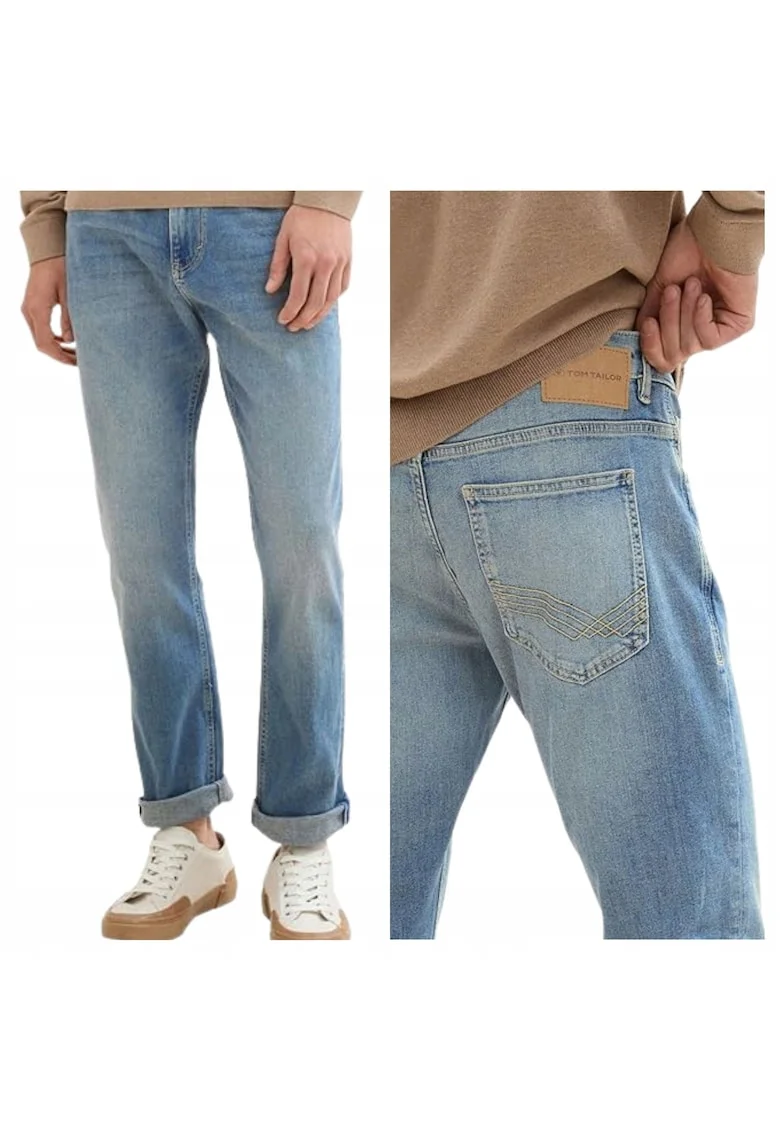 Blugi Barbati,  Josh Slim, Slim Fit, Talie Medie, Fermoar, Lungi, 5 Buzunare, Bumbac, Albastru, Albastru