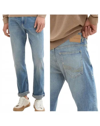 Blugi Barbati,  Josh Slim, Slim Fit, Talie Medie, Fermoar, Lungi, 5 Buzunare, Bumbac, Albastru, Albastru
