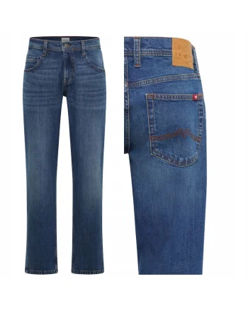 Blugi Barbati,  Denver Straight, Straight Fit, Talie Medie, Fermoar, Lungi, 5 Buzunare, Bumbac, Albastru, Albastru