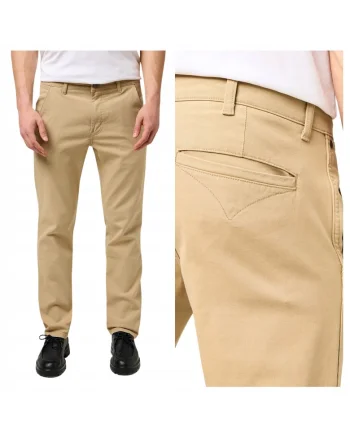 Pantaloni Barbati,  Casey Chino, Straight Fit, Talie Medie, Fermoar, Lungi, 5 Buzunare, Bumbac, Bej, Bej