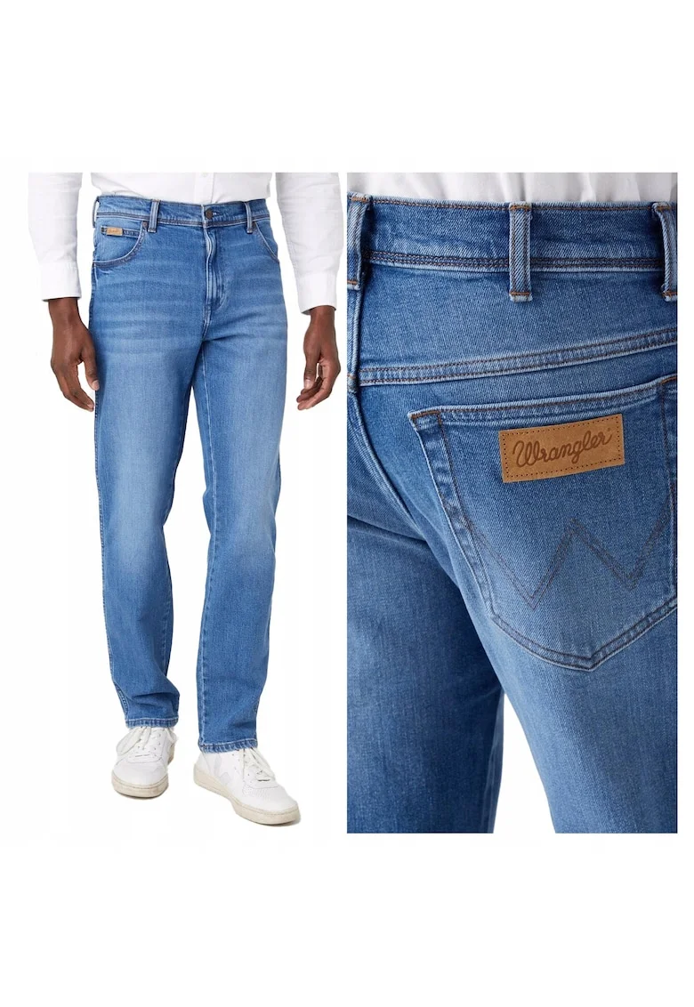 Blugi Barbati,  Texas, Straight Fit, Talie Medie, Fermoar, Lungi, 5 Buzunare, Bumbac, W36-L32 US, Albastru