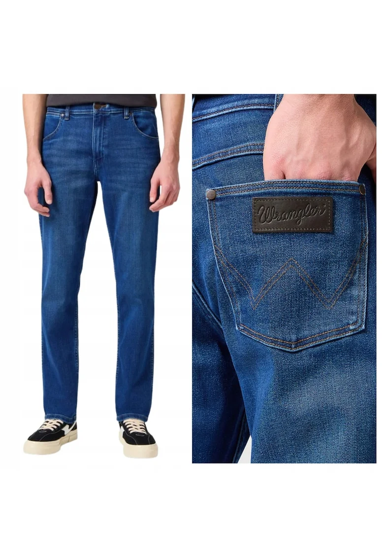 Blugi Barbati,  Greensboro, Straight Fit, Talie Medie, Fermoar, Lungi, 5 Buzunare, Bumbac, W32-L36 US, Albastru