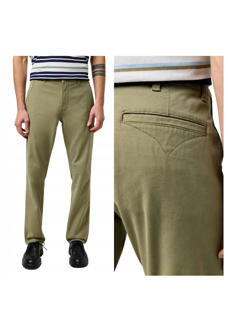 Pantaloni Barbati,  Casey Chino, Straight Fit, Talie Medie, Fermoar, Lungi, 5 Buzunare, Bumbac, Verde, Verde