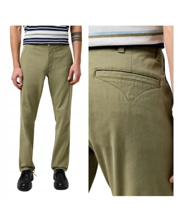 Pantaloni Barbati,  Casey Chino, Straight Fit, Talie Medie, Fermoar, Lungi, 5 Buzunare, Bumbac, Verde, Verde