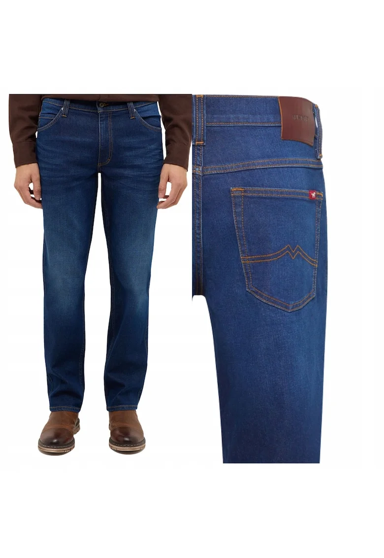 Blugi Barbati,  Tramper, Straight Fit, Talie Medie, Fermoar, Lungi, 5 Buzunare, Bumbac, Albastru, Albastru