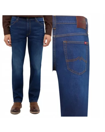 Blugi Barbati,  Tramper, Straight Fit, Talie Medie, Fermoar, Lungi, 5 Buzunare, Bumbac, Albastru, Albastru