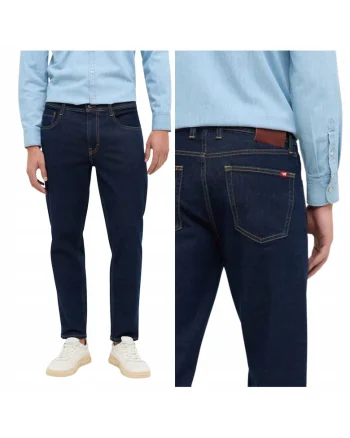 Blugi Barbati,  Denver Tapered, Straight Fit, Talie Joasa, Fermoar, Lungi, 5 Buzunare, Bumbac, W31-L30 US, Albastru