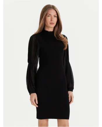 Rochie tricotata de dama,  negru, fabricata din material de calitate