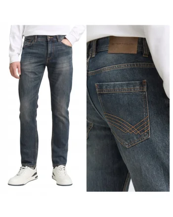 Blugi Barbati,  Marvin, Straight Fit, Talie Medie, Fermoar, Lungi, 5 Buzunare, Bumbac, L30, Albastru, Albastru