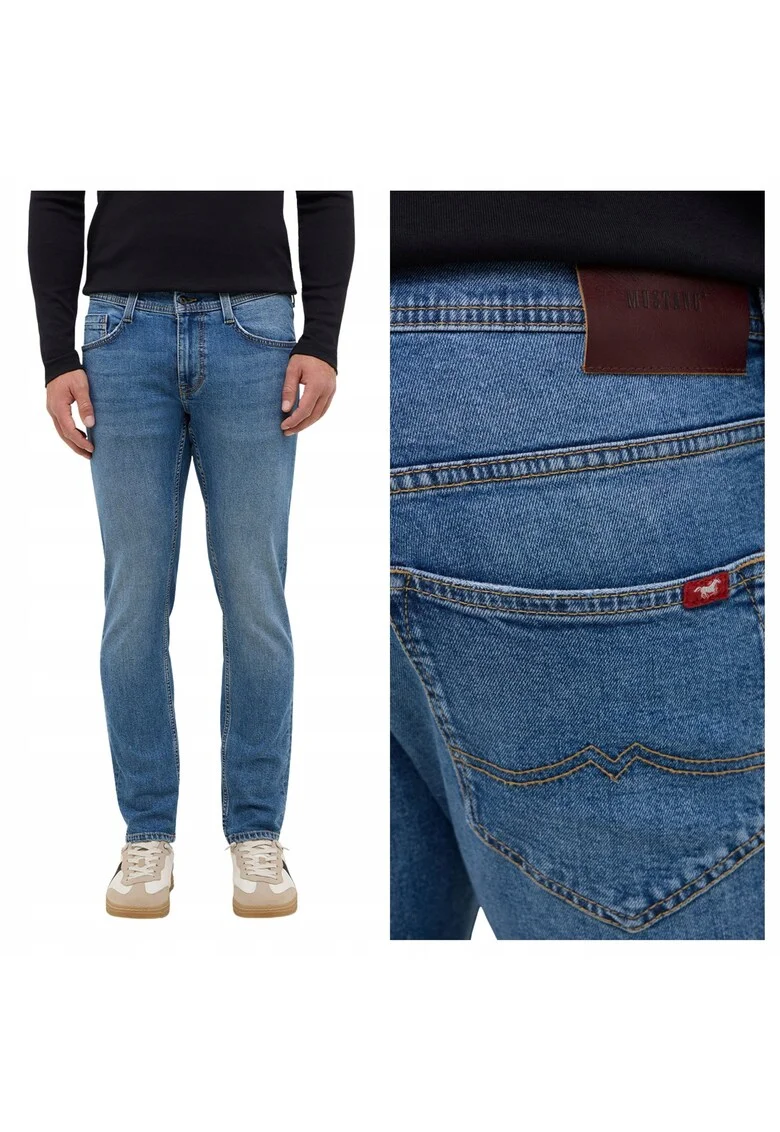 Blugi Barbati,  Style Oregon Slim, Straight Fit, Talie Joasa, Fermoar, Lungi, 5 Buzunare, Bumbac, W32-L36 US, Albastru