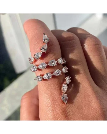 Inel rose gold, reglabil, cu pietre din zirconiu, Minda C23