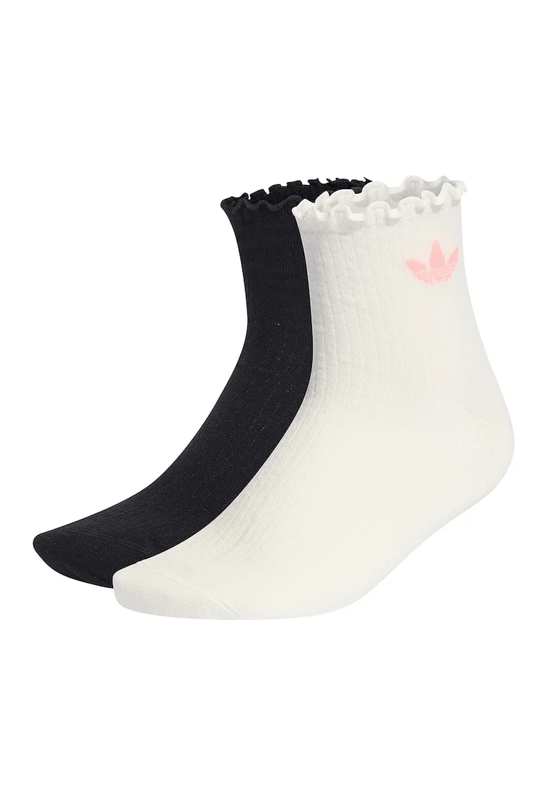Set de sosete scurte unisex Liberty - 2 perechi, Alb fildes/Negru