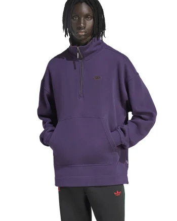 Bluza de trening lejera de bumbac cu fenta cu fermoar, Mov inchis