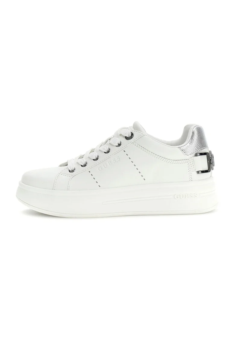 Pantofi sport flatform cu garnitura cu aspect metalizat, Alb