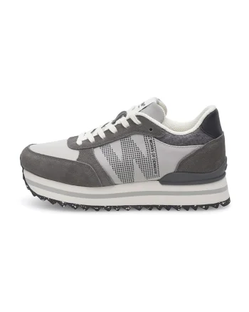 Pantofi sport wedge cu garnituri de piele intoarsa, Gri deschis/Gri cenusiu/Alb murdar